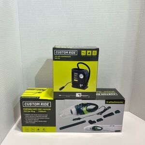 Portable Wet/Dry Vacuum and 12 V Air Compressor set